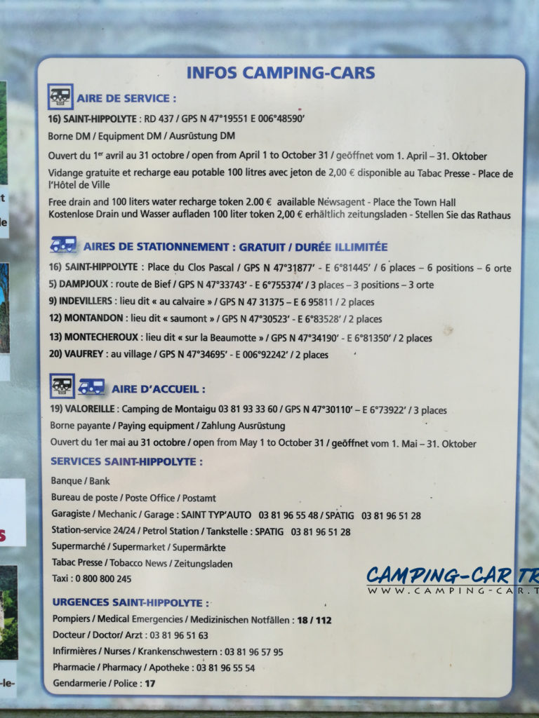 SaintHippolyte aire de services dans le Doubs Campingcar Travel