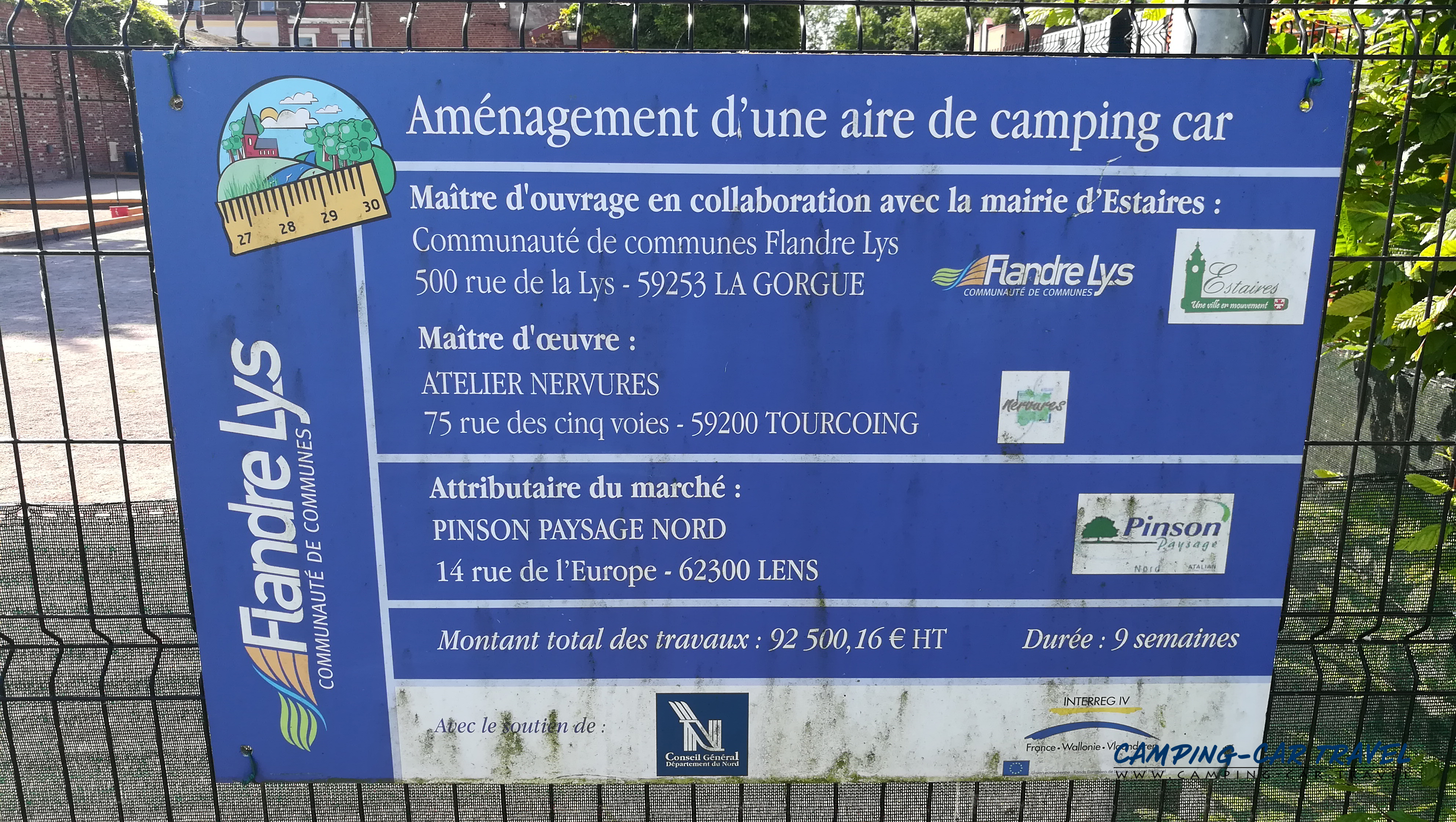 aire de services camping car de Estaires dans le Nord