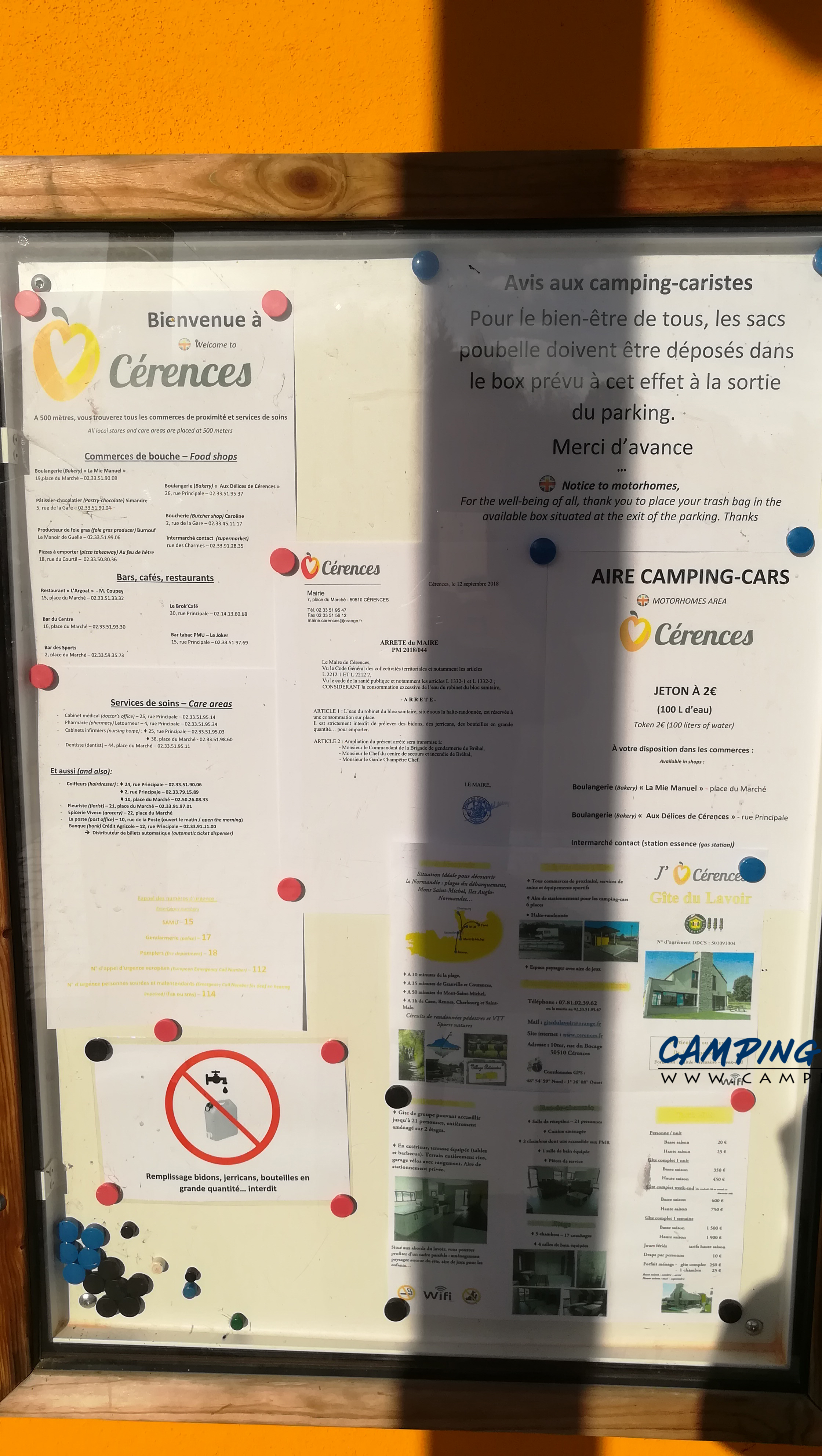 aire services camping car Cérences Manche Normandie