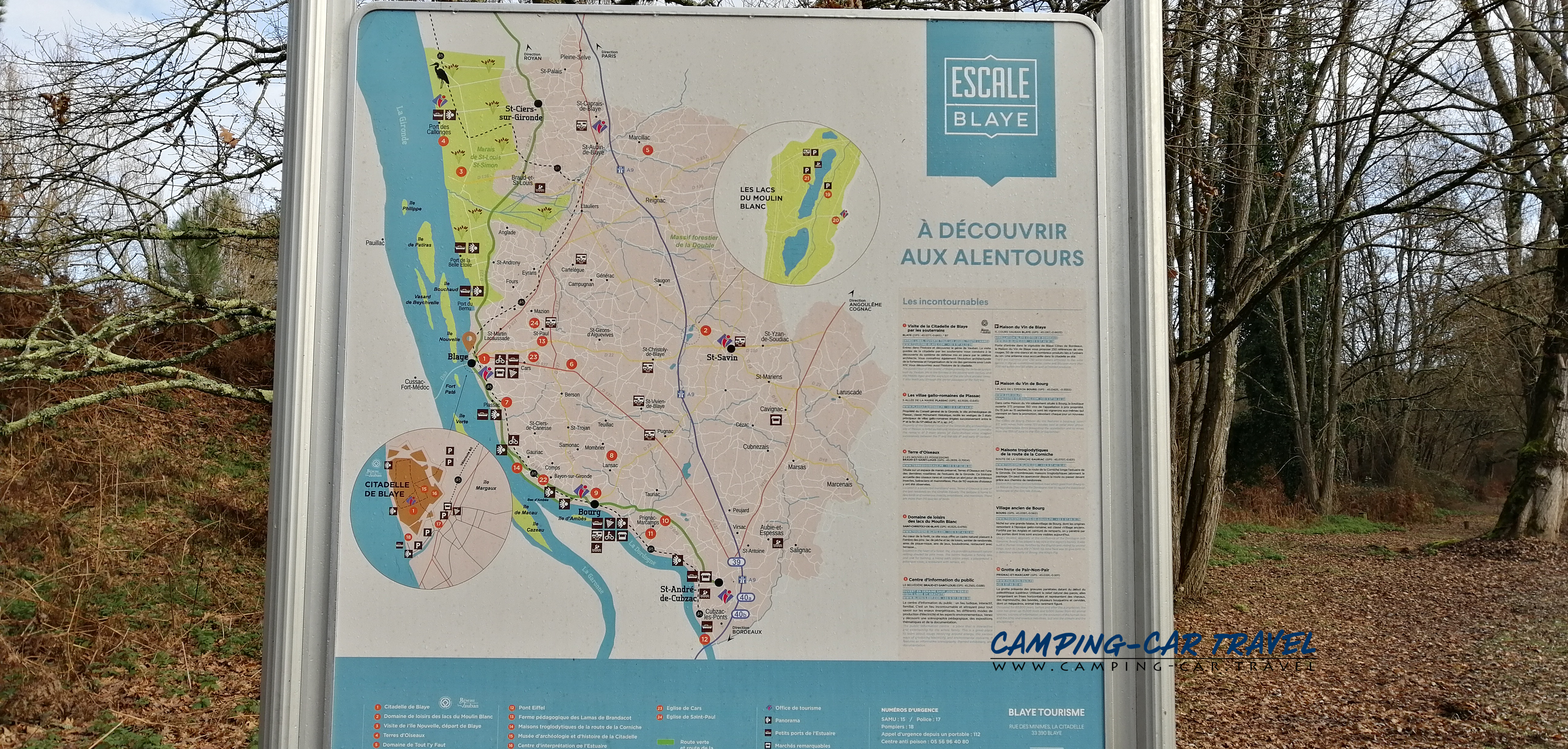 aire services camping car Saint-Cristoly-de-Blaye Gironde Lacs du Moulin Blanc