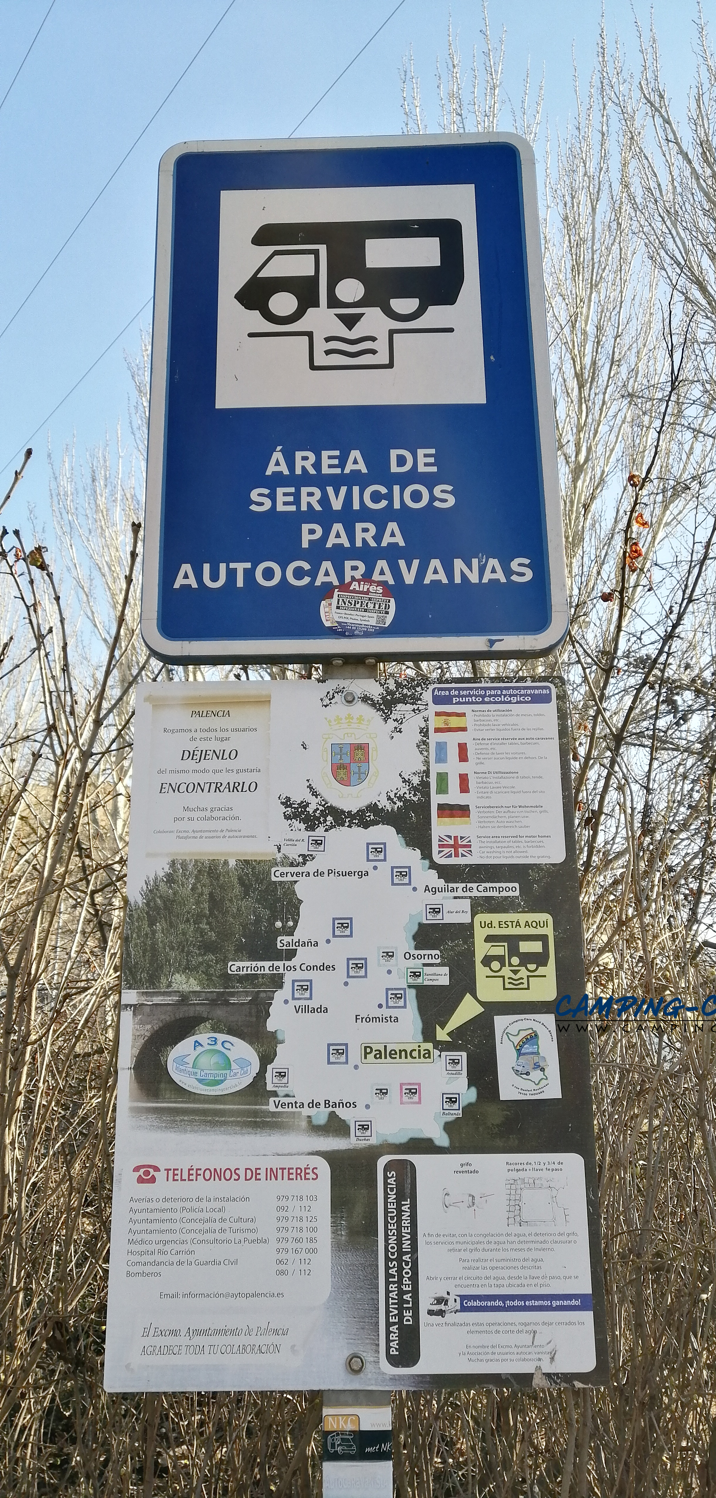 aire services camping car Palencia Espagne Spain