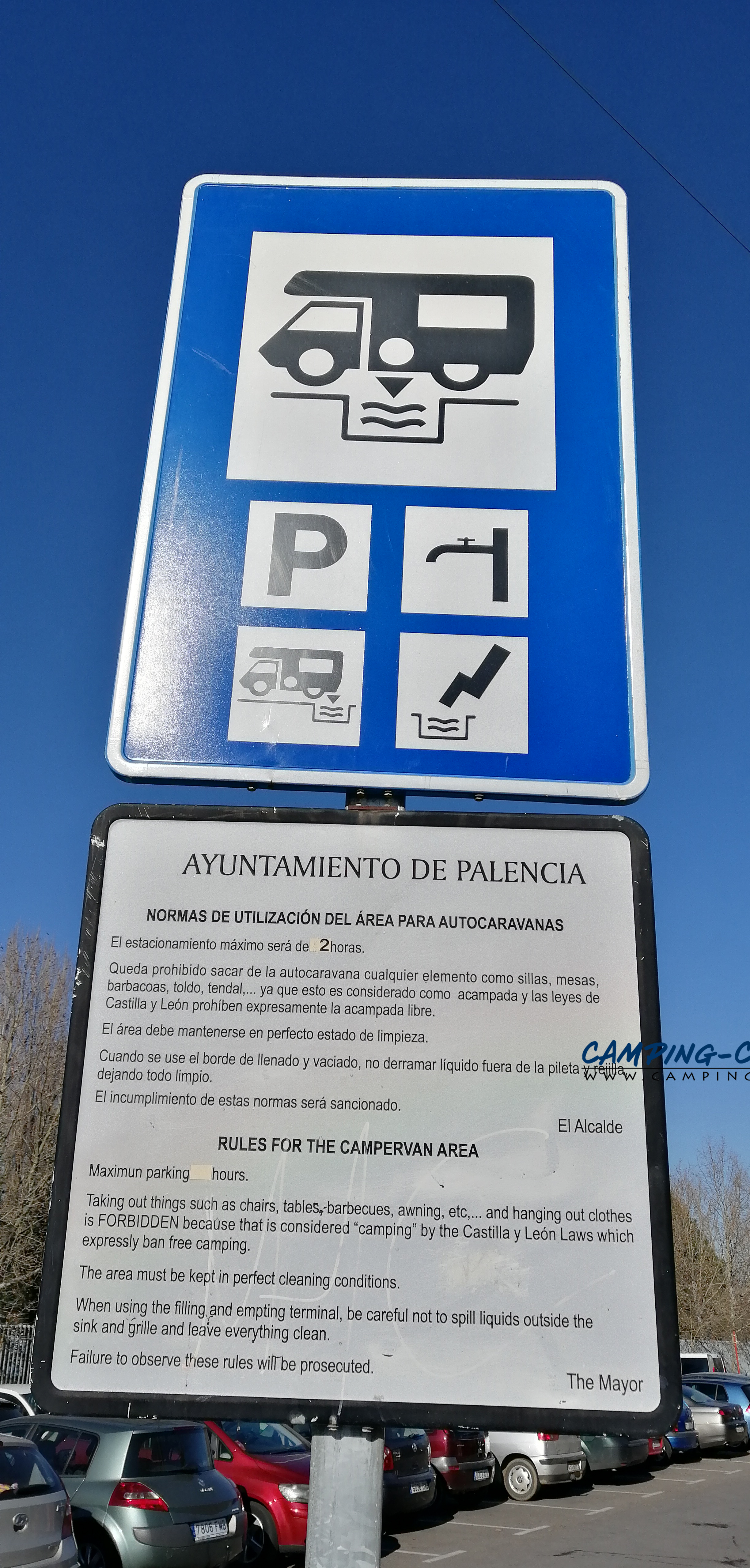 aire services camping car Palencia Espagne Spain