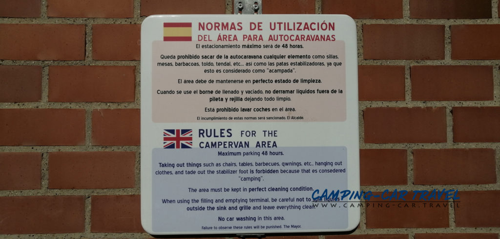 aire de services pour camping car de Cariñena en Espagne Aragon